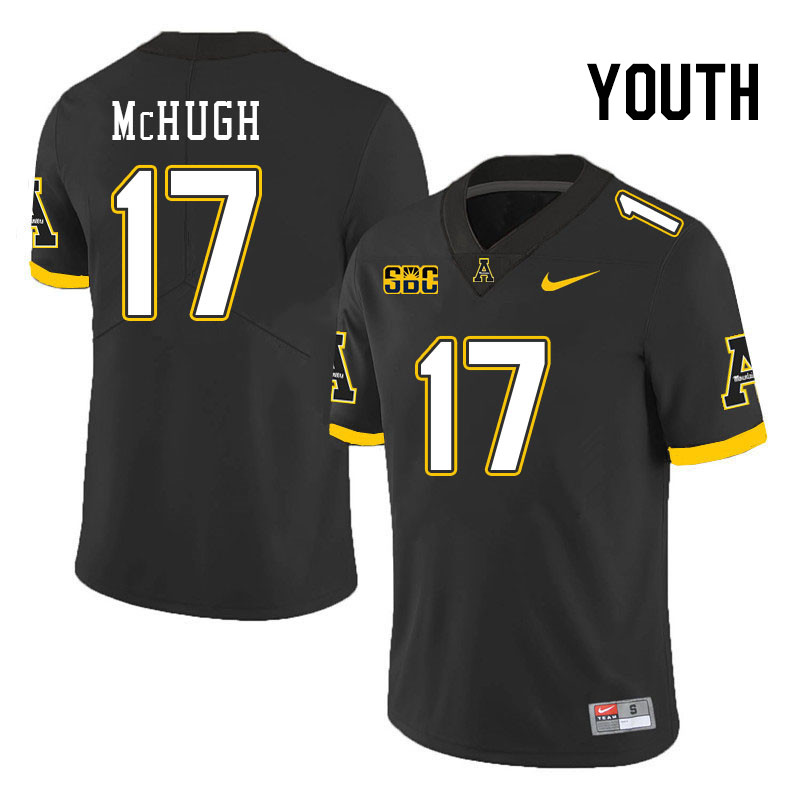 Youth #17 Mason McHugh Appalachian State Mountaineers College Football Jerseys Stitched Sale-Black - Click Image to Close